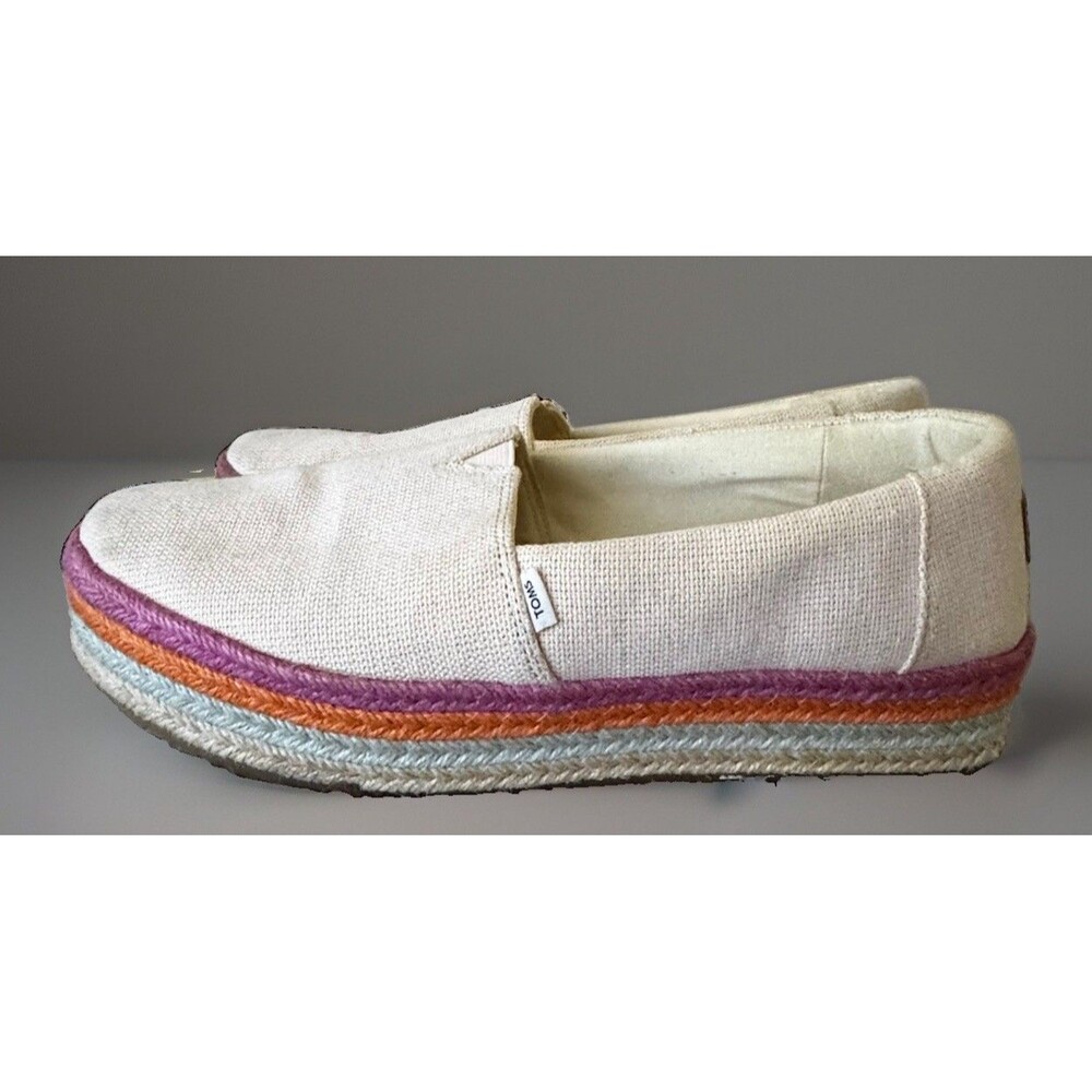 EUC Toms Valencia Womens Dusty Peach Metallic Linen Sz 11